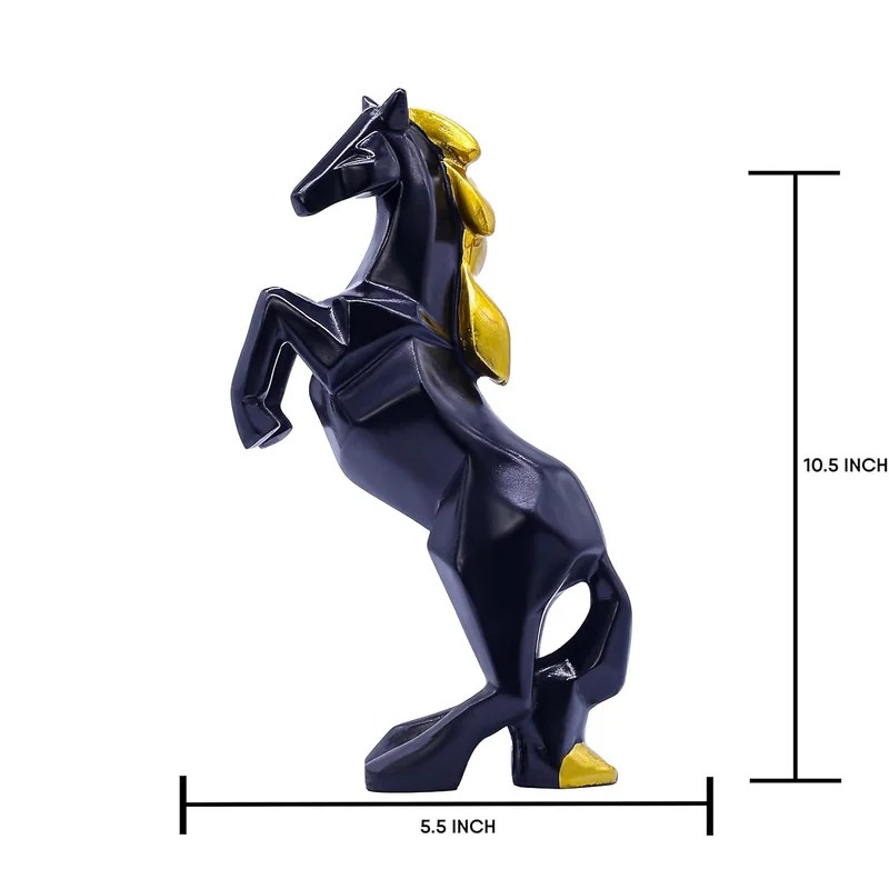 Modern Geometric Black Horse Statue with Gold Accents – Elegant Home Decor Figurine for Living Room, Office & Gift #3