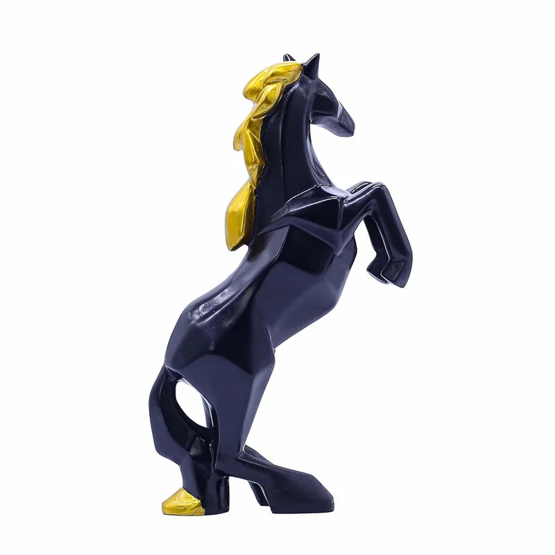 Modern Geometric Black Horse Statue with Gold Accents – Elegant Home Decor Figurine for Living Room, Office & Gift #4
