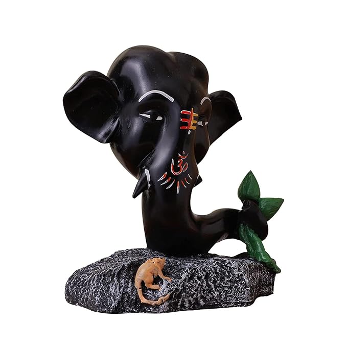 Modern Black Lord Ganesha Idol Statue – Handmade Decorative Resin Sculpture for Home, Office & Spiritual Décor #3