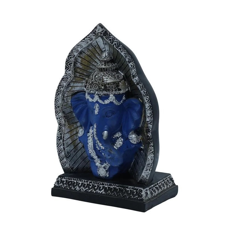 Royal Blue Lord Ganesha Idol with Decorative Arch – Handcrafted Resin Statue for Home Décor, Spiritual Space & Gift #2