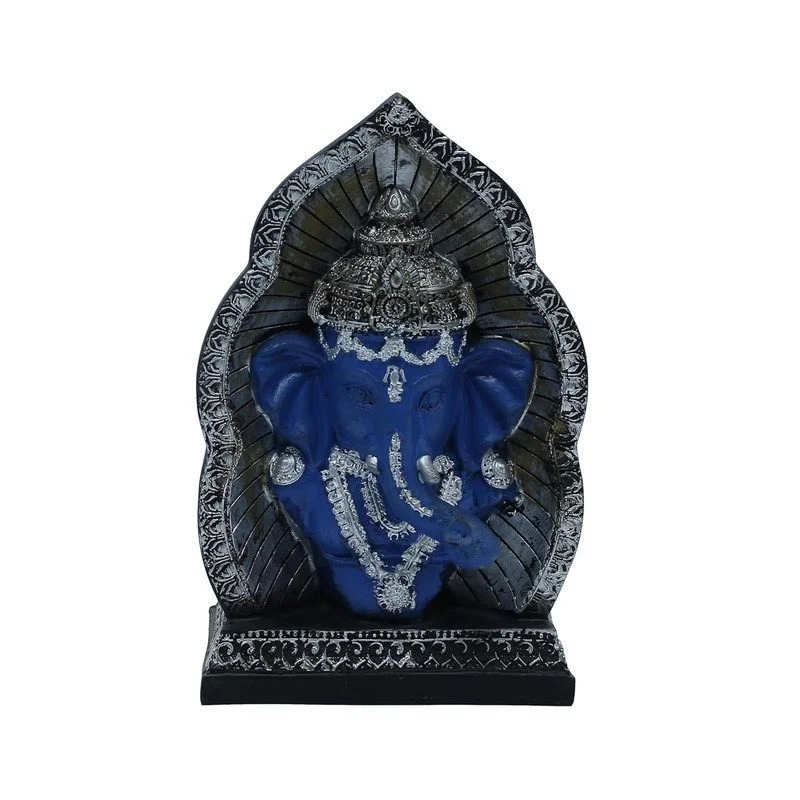 Royal Blue Lord Ganesha Idol with Decorative Arch – Handcrafted Resin Statue for Home Décor, Spiritual Space & Gift #4