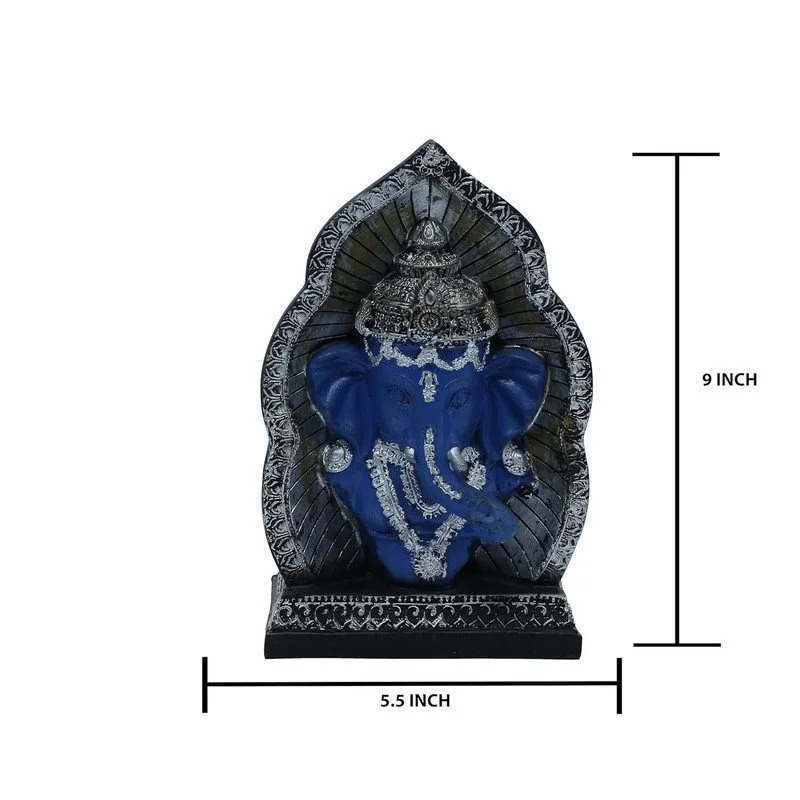 Royal Blue Lord Ganesha Idol with Decorative Arch – Handcrafted Resin Statue for Home Décor, Spiritual Space & Gift #3