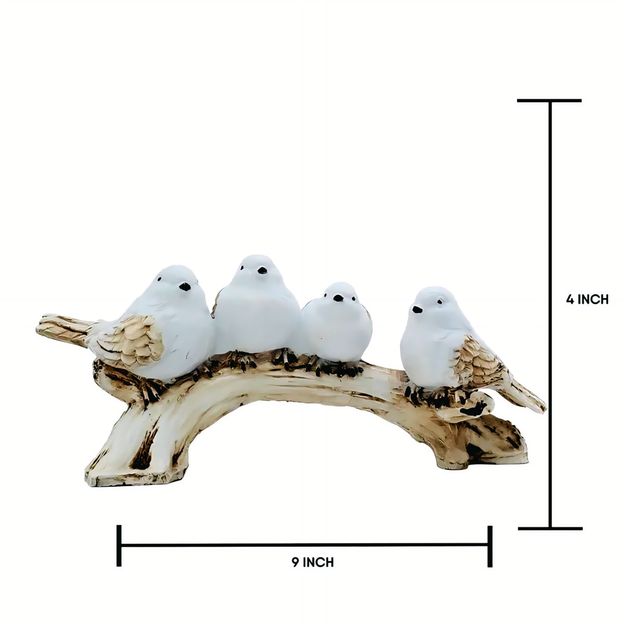Decorative Birds on Branch Figurine – White Resin Bird Statue for Home Décor, Tabletop & Gift #3
