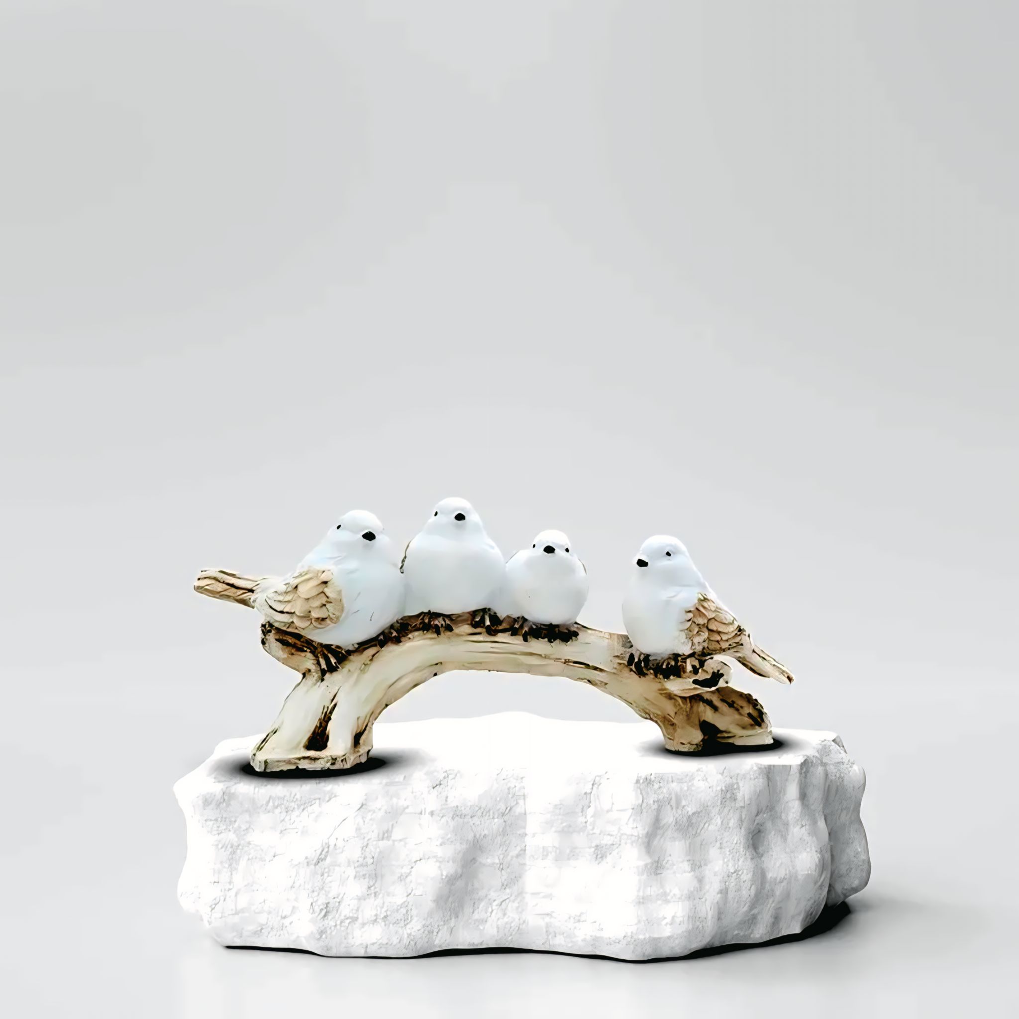 Decorative Birds on Branch Figurine – White Resin Bird Statue for Home Décor, Tabletop & Gift #2