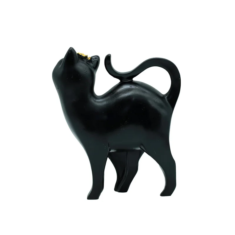 Elegant Black Cat Decorative Sculpture with Gold Crown – Modern Resin Animal Figurine for Home & Office Décor #5