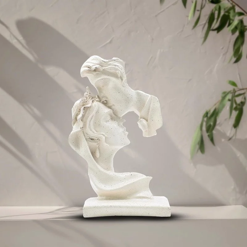 Elegant Beige Romantic Couple Sculpture – Modern Love Figurine for Home Decor & Gift #2