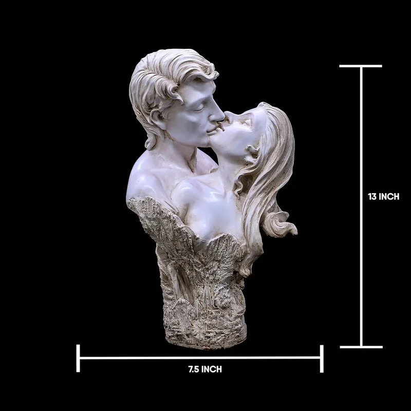 Kissing Couple Sculpture: White Resin Love Forever Statue #3