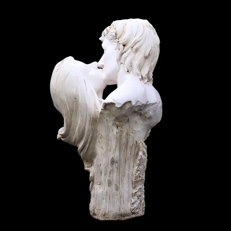 Kissing Couple Sculpture: White Resin Love Forever Statue #4