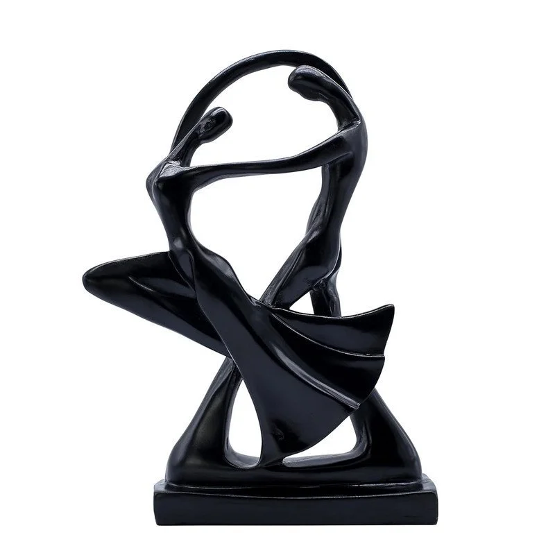 Elegant Abstract Black Resin Couple Dance Statue – Modern Romantic Home Decor #4