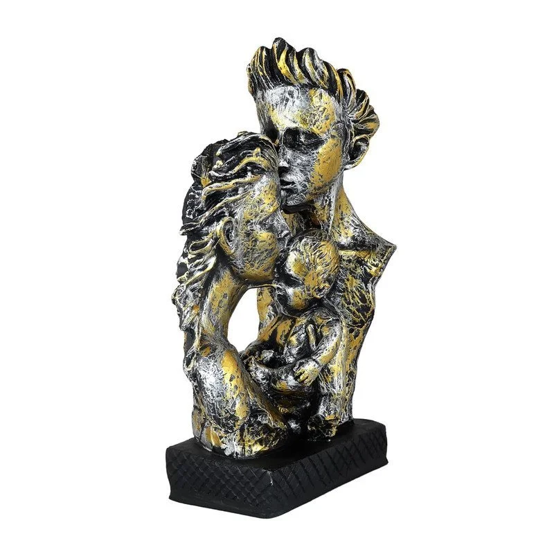 Golden Family Sculpture: Abstract Resin Statue, Elegant Home Decor #3