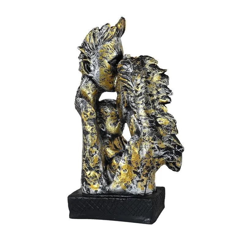 Golden Family Sculpture: Abstract Resin Statue, Elegant Home Decor #4