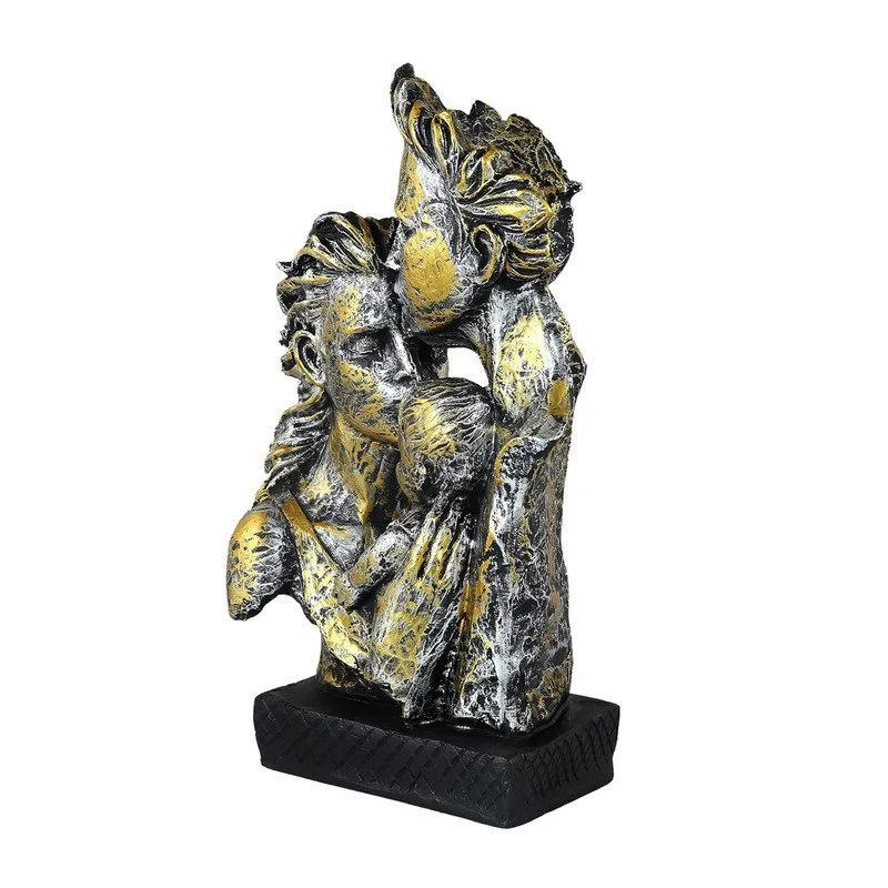 Golden Family Sculpture: Abstract Resin Statue, Elegant Home Decor #5