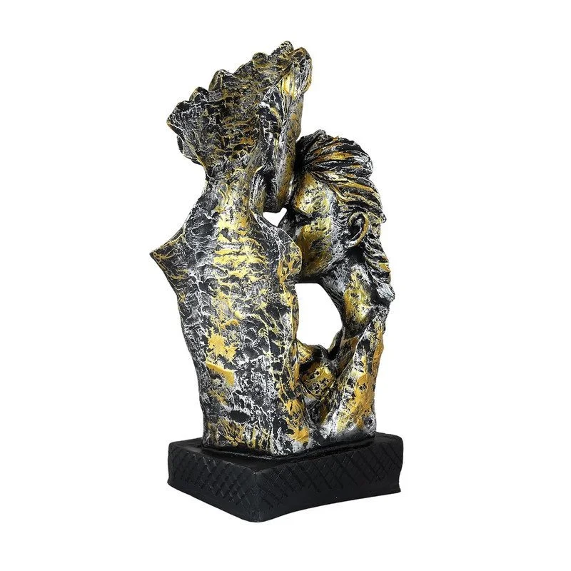 Golden Family Sculpture: Abstract Resin Statue, Elegant Home Decor #6