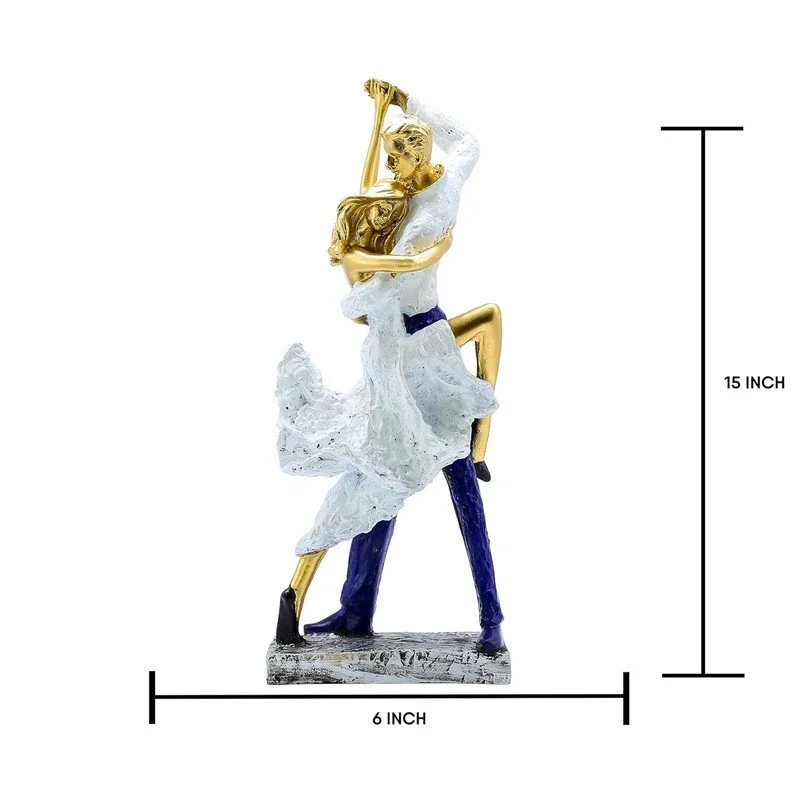 Ceramic Dancer Statue: Gold Accents, Textured Finish #4