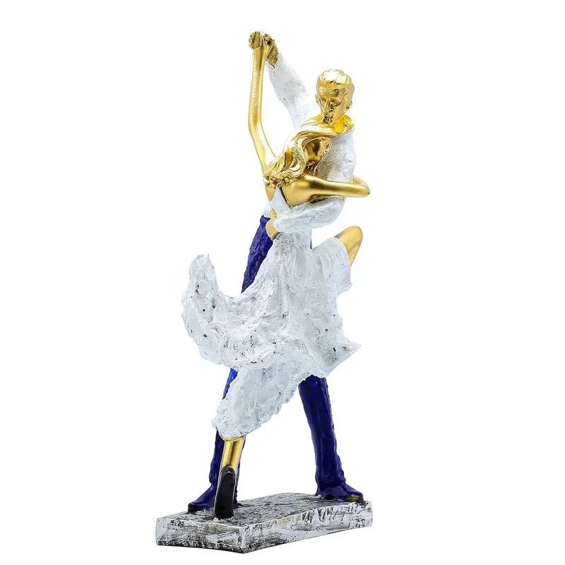 Ceramic Dancer Statue: Gold Accents, Textured Finish #3