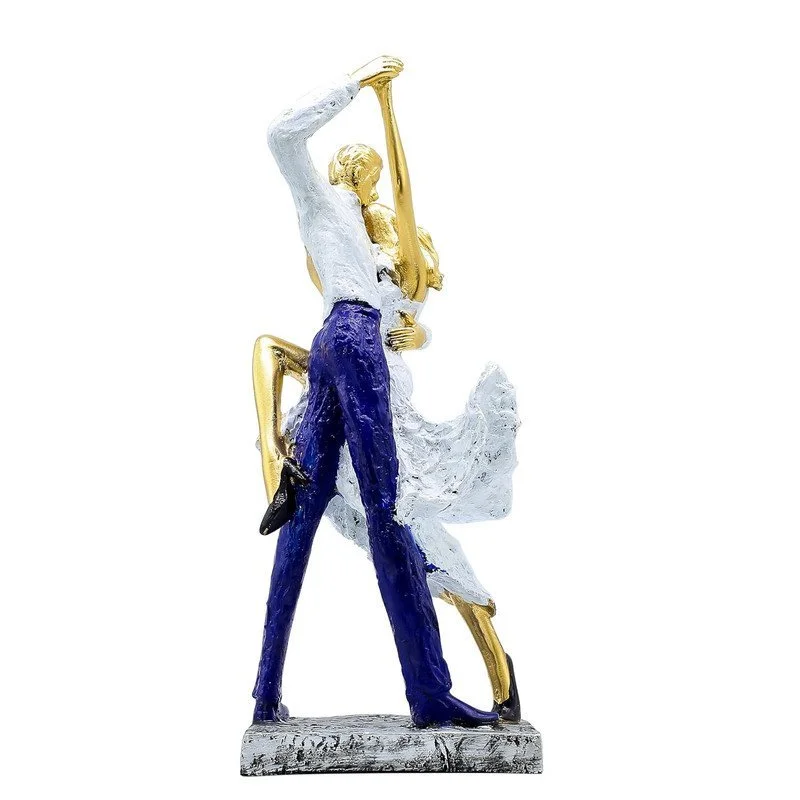 Ceramic Dancer Statue: Gold Accents, Textured Finish #5