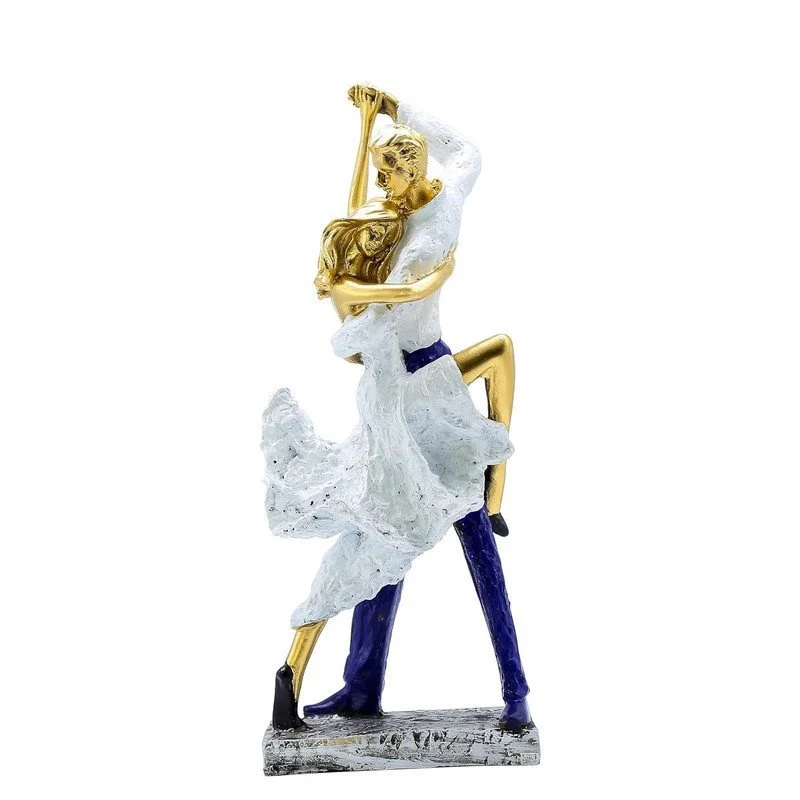 Ceramic Dancer Statue: Gold Accents, Textured Finish #6