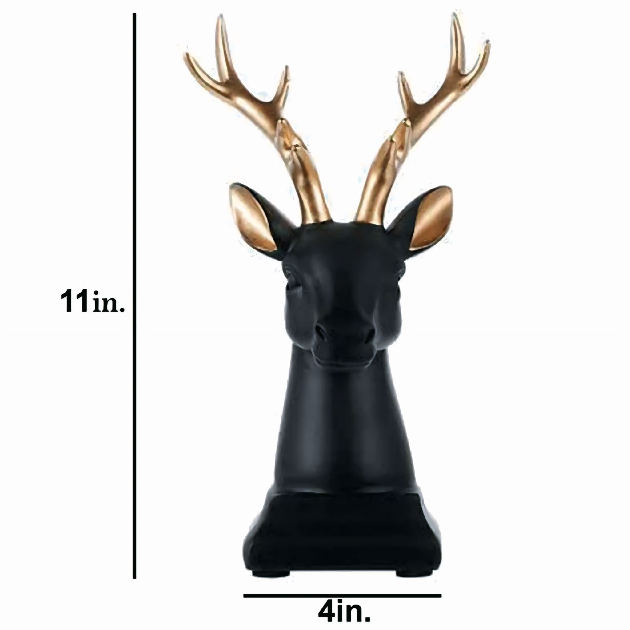 Luxury Black Deer Head Sculpture with Golden Antlers – Modern Home & Office Decor #4