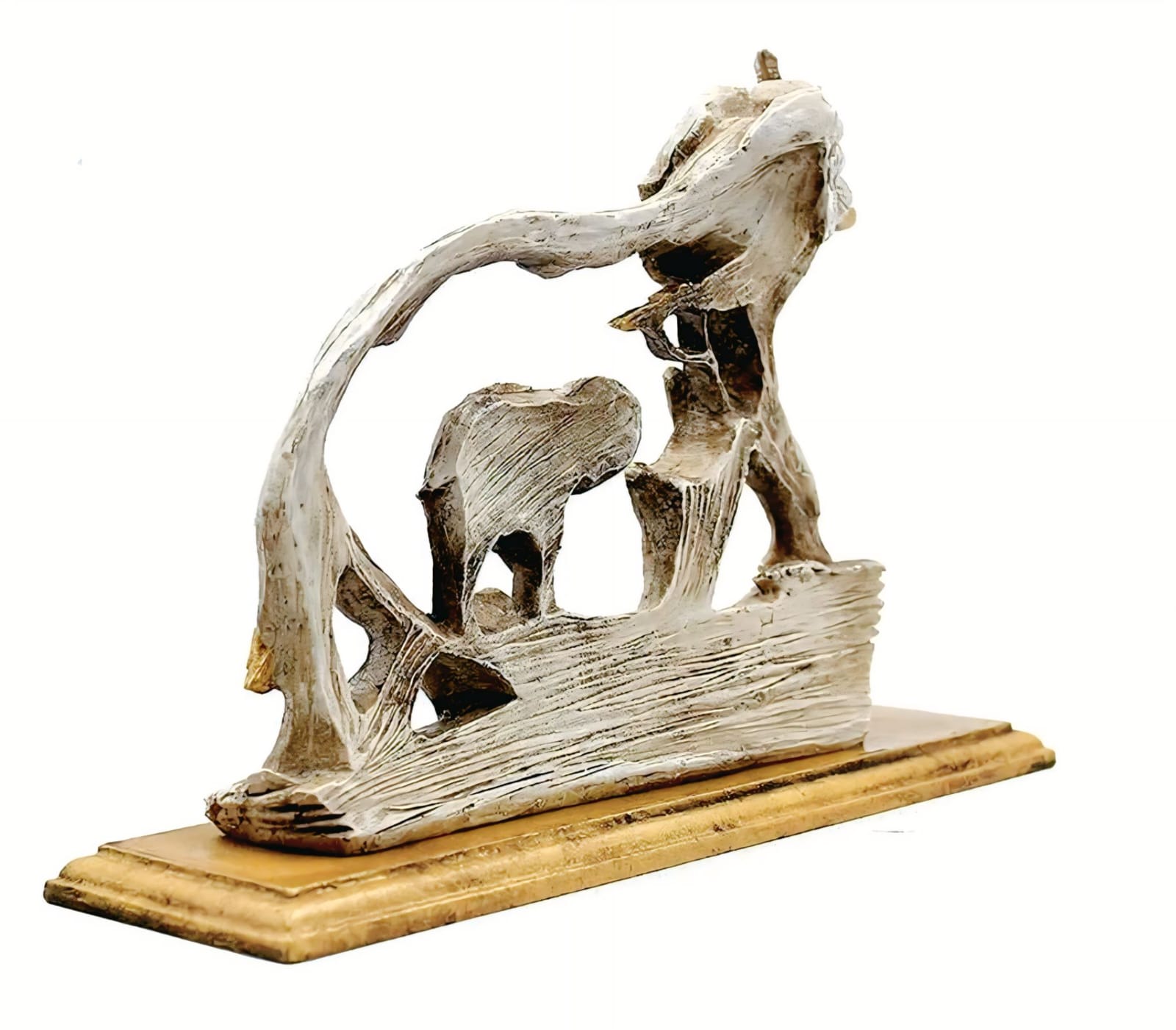 Wooden Mother and Calf Elephant Sculpture: Elegant Home Decor Figurine #2