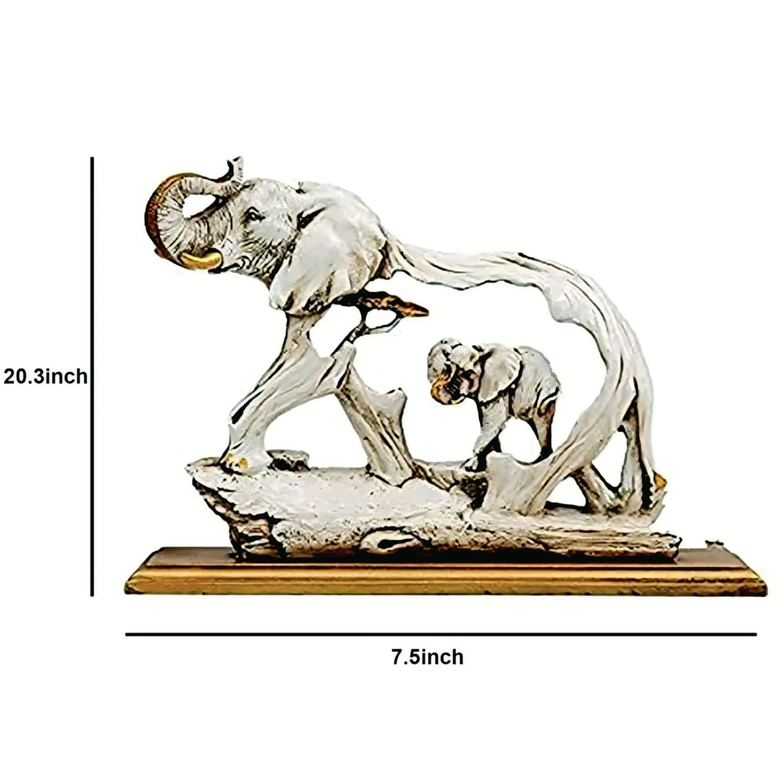 Wooden Mother and Calf Elephant Sculpture: Elegant Home Decor Figurine #3