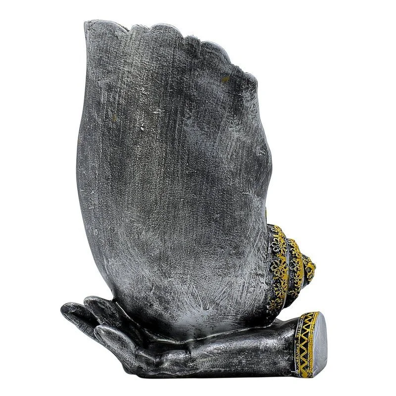 Ganesa Statue on Conch Shell: Black and Red Metal Home and office Decor Gift #4