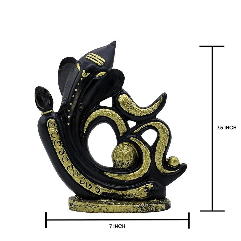 Black & Gold Ganesha Idol: Handcrafted Resin Spiritual Decor #2