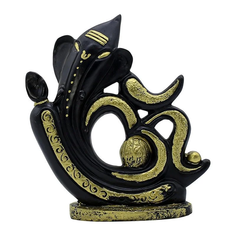 Black & Gold Ganesha Idol: Handcrafted Resin Spiritual Decor #3