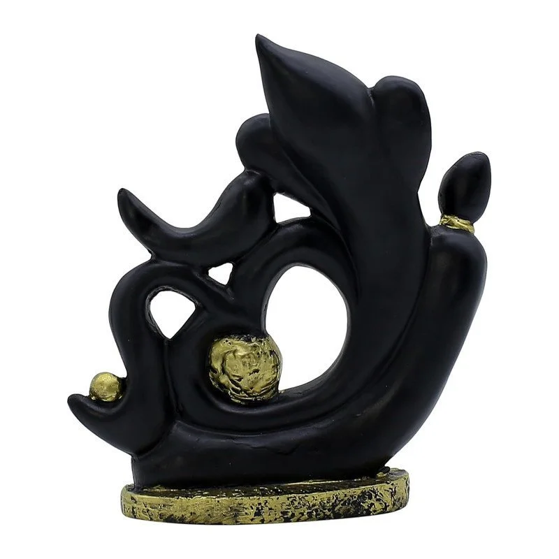 Black & Gold Ganesha Idol: Handcrafted Resin Spiritual Decor #5