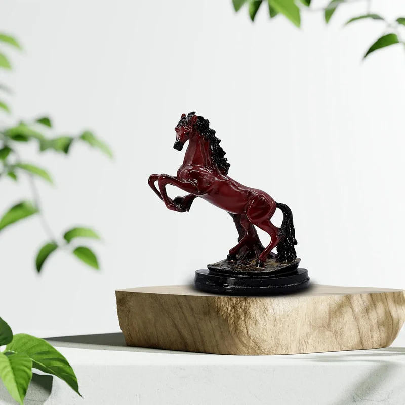 Majestic Red Stallion Statue: Elegant Horse Figurine, Home Decor Accent #2