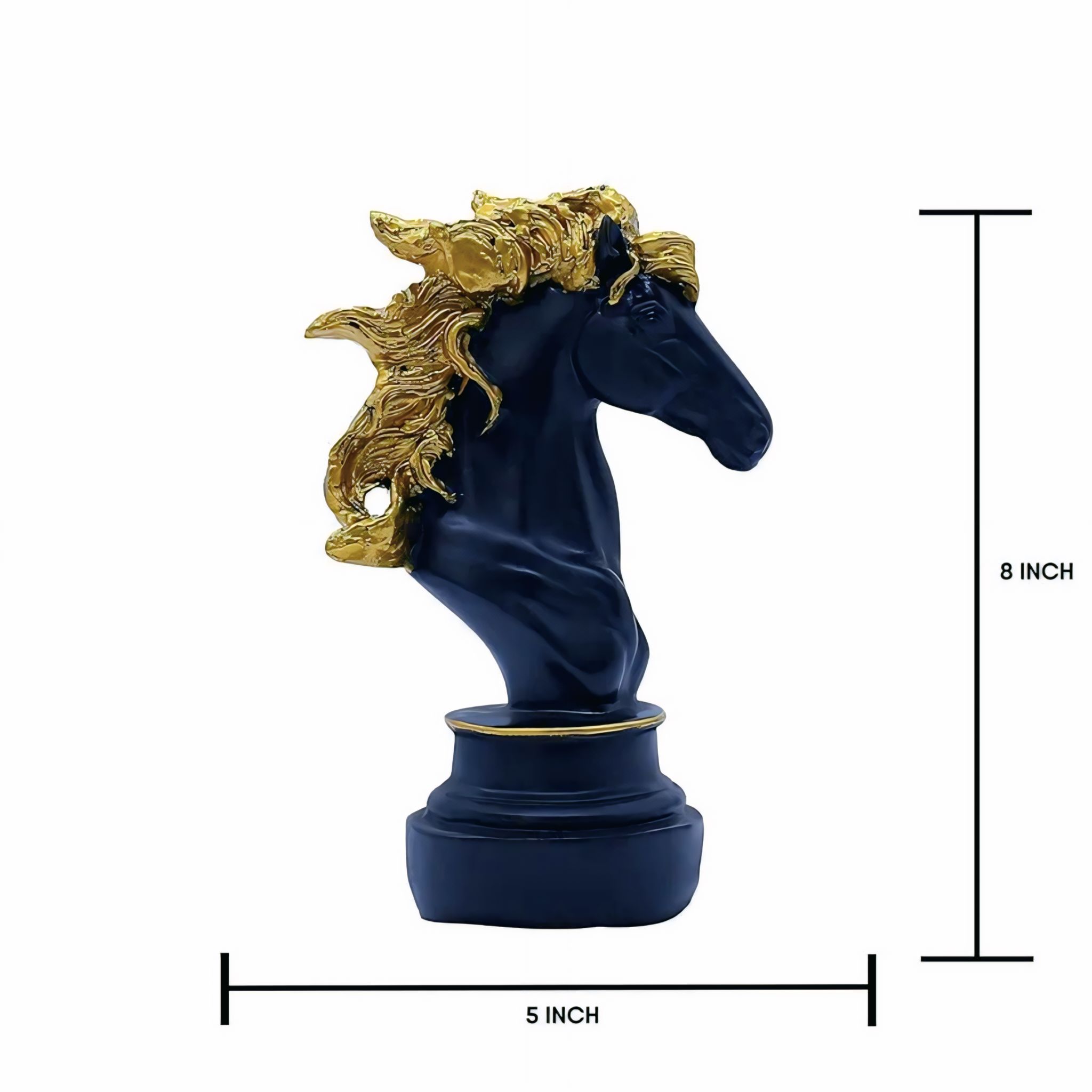 Luxury Black and Gold Horse Head Statue – Elegant Home and Office Decor #3