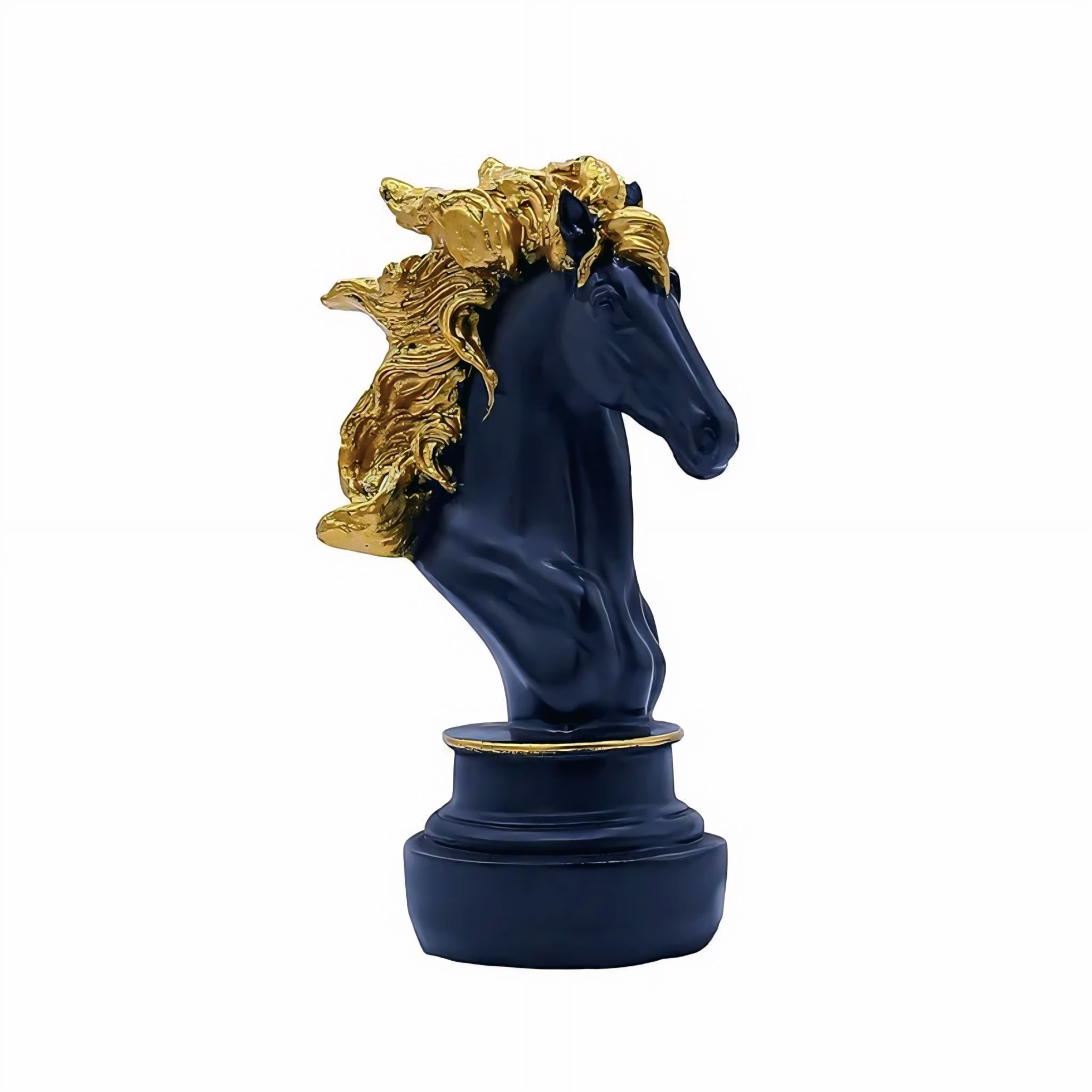 Luxury Black and Gold Horse Head Statue – Elegant Home and Office Decor #4