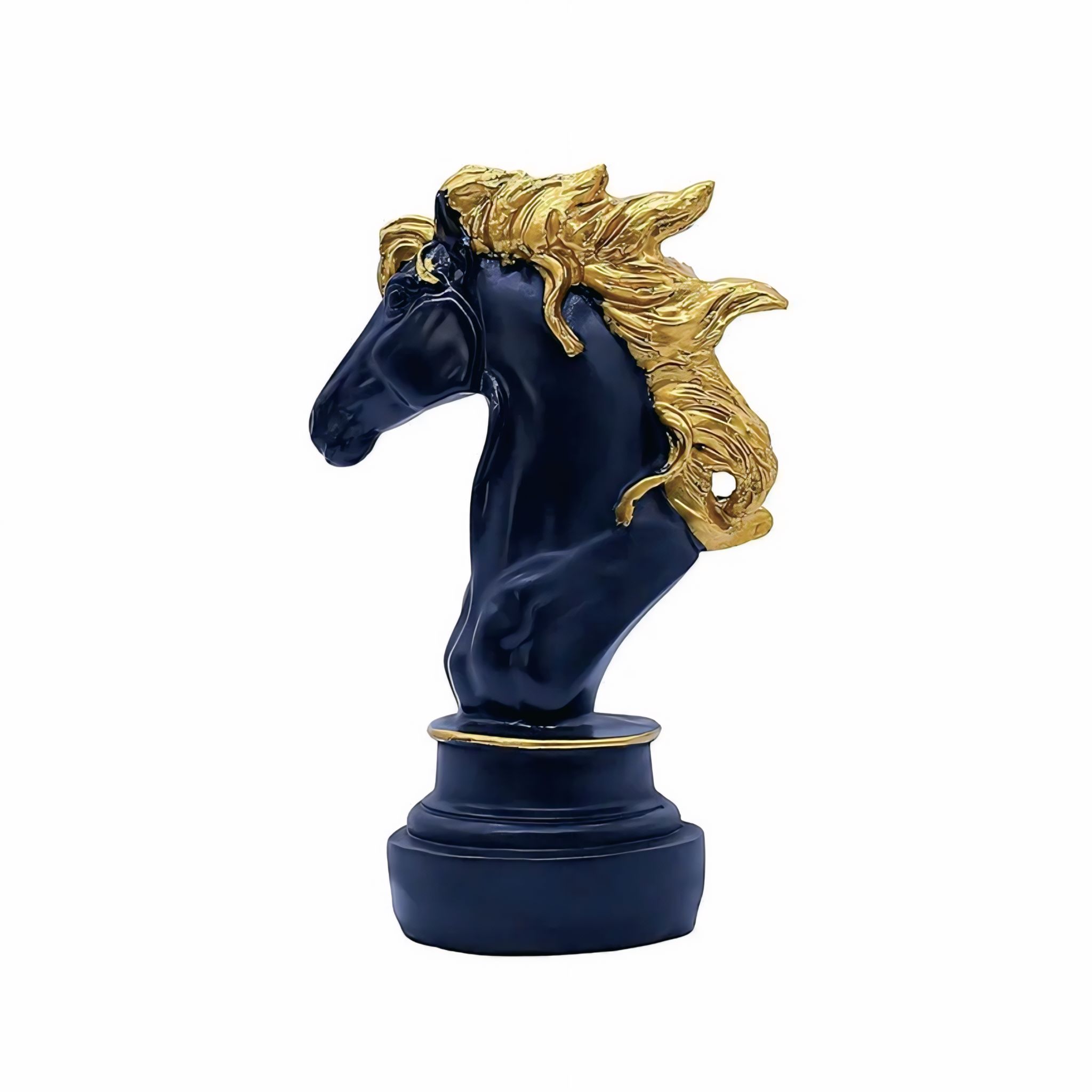Luxury Black and Gold Horse Head Statue – Elegant Home and Office Decor #5