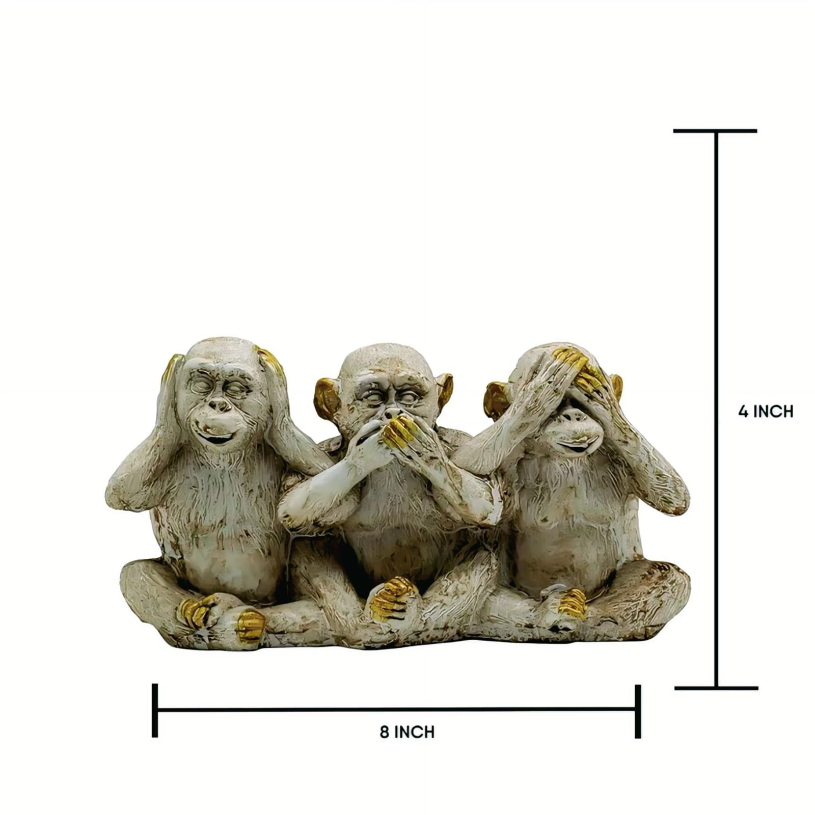 Three Wise Monkeys Statue: Golden Accent Figurine #3