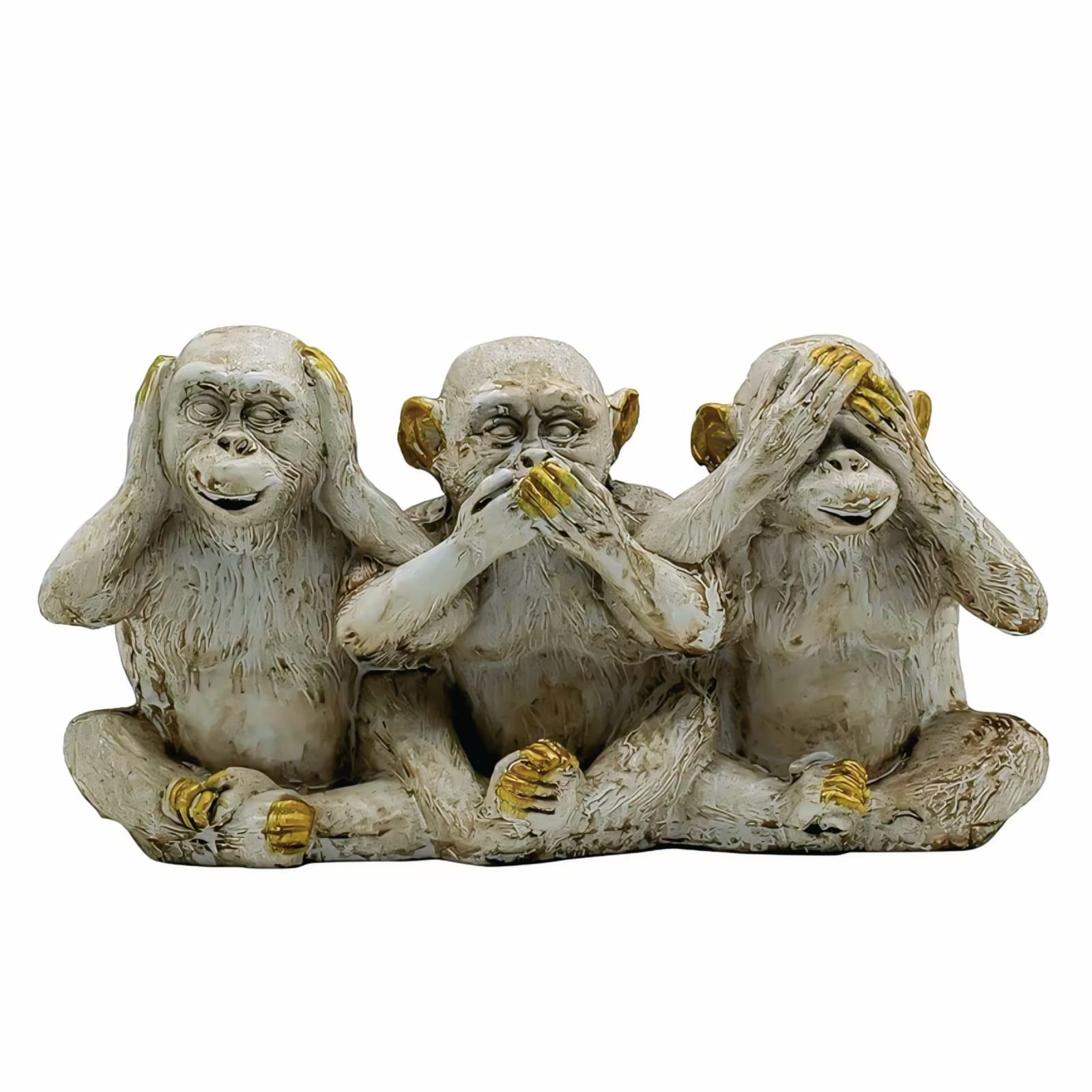 Three Wise Monkeys Statue: Golden Accent Figurine #5