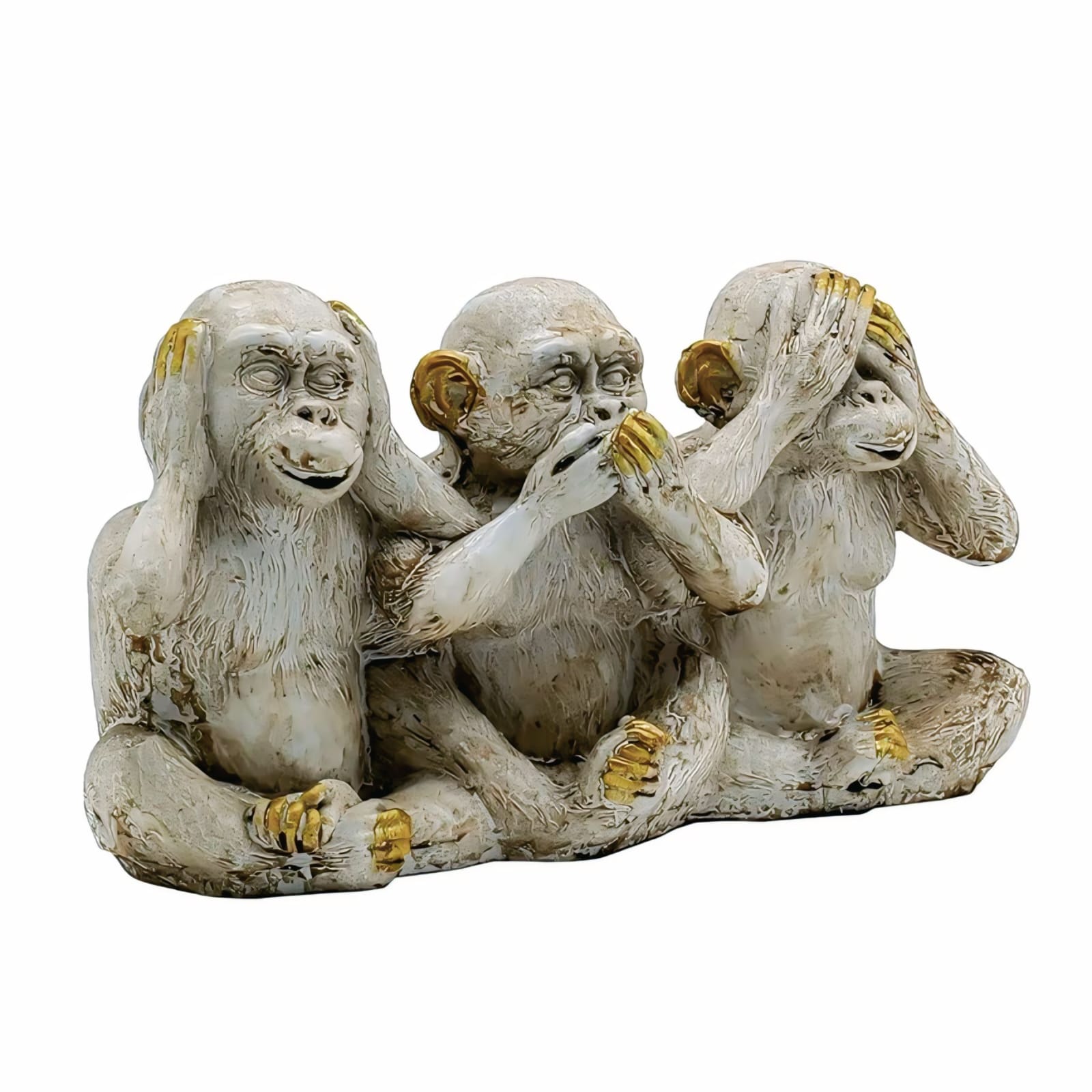 Three Wise Monkeys Statue: Golden Accent Figurine #2