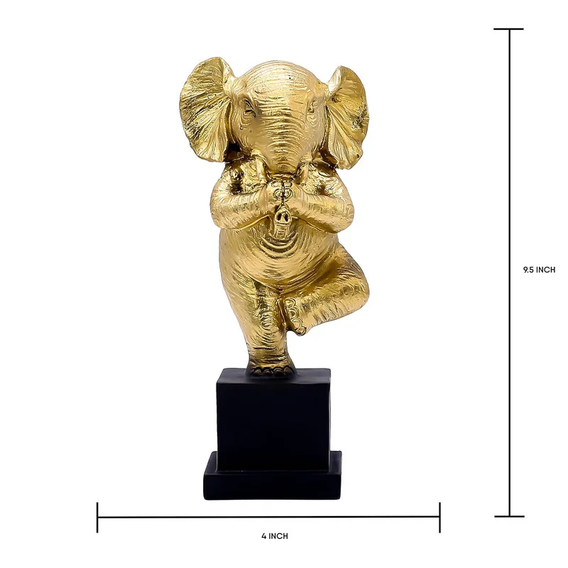 Golden Yoga Elephant Figurine – Meditative Elephant Statue for Home Decor #3