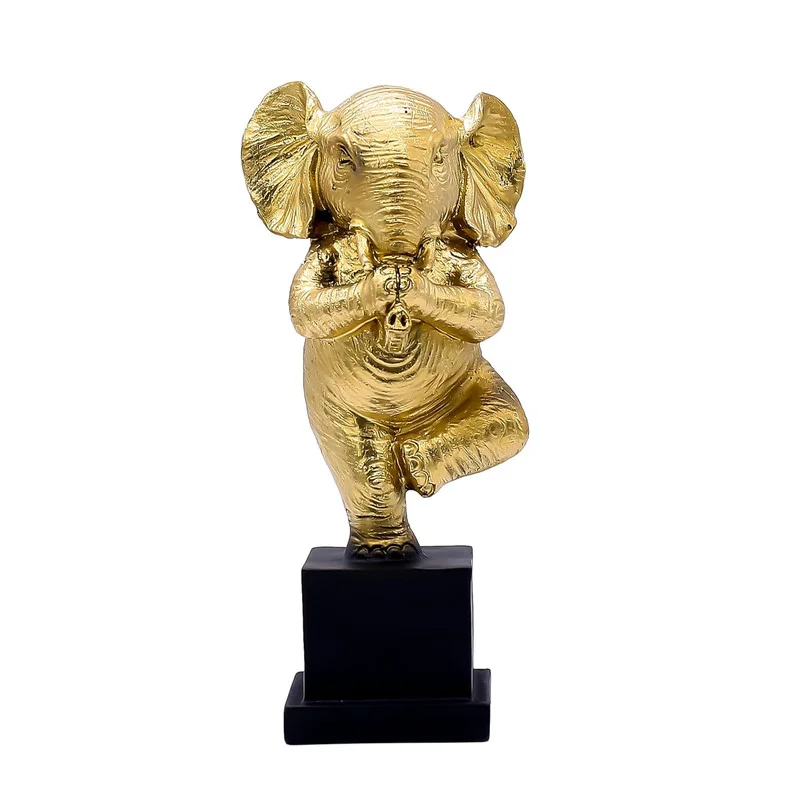 Golden Yoga Elephant Figurine – Meditative Elephant Statue for Home Decor #6