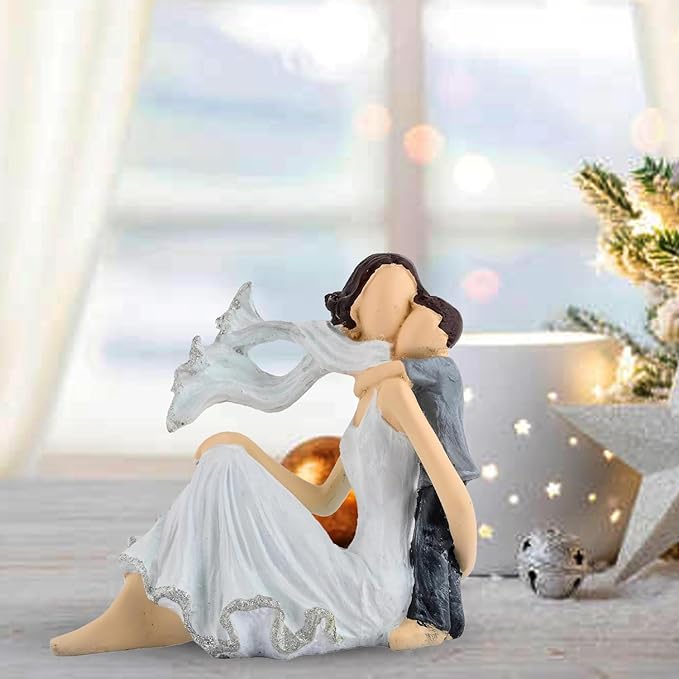 Handcrafted Mother & Child Poly Resin Statue, Valentine's Gift