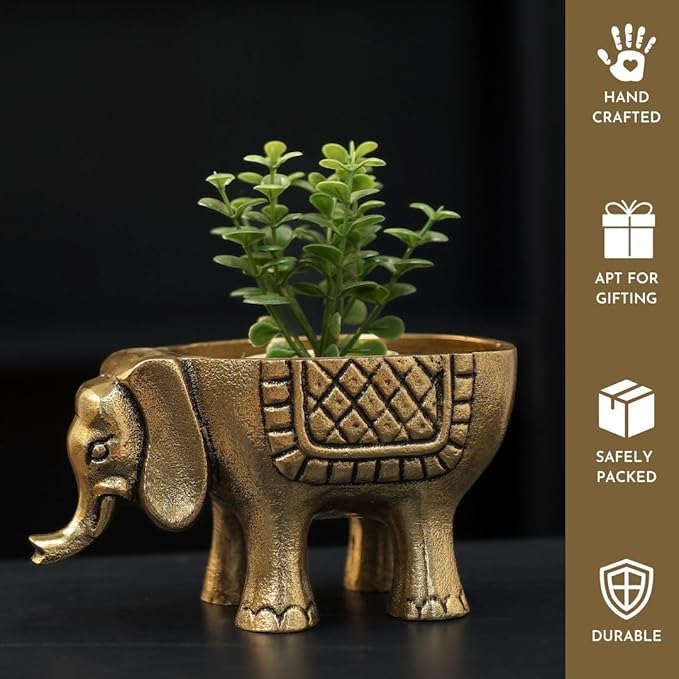 Elephant Shape Decorative Bowl – Antique Finish Resin Elephant Figurine Bowl for Home Décor & Gift #2