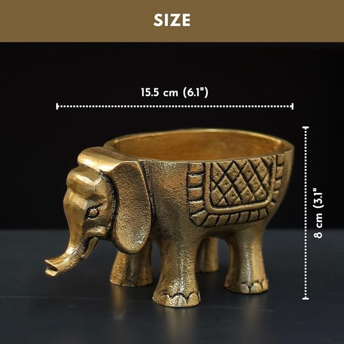Elephant Shape Decorative Bowl – Antique Finish Resin Elephant Figurine Bowl for Home Décor & Gift #5