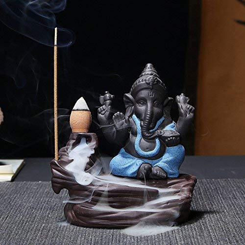 Ganesh Smoke Fountain Backflow Waterfall Cone Incense Holder Showpiece Statue with